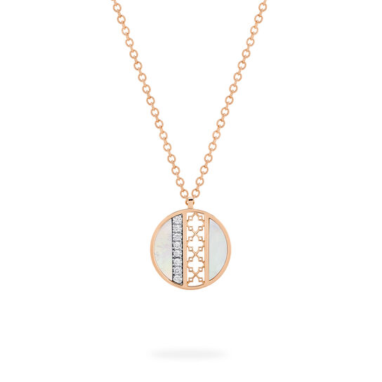 Birks Dare to Dream pendant featuring a luminous mother-of-pearl circle accented with diamonds image number 0